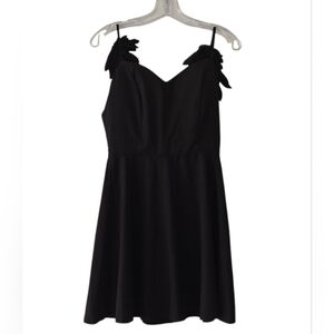 Choles LBD Black Dress sleeveless feather accents Size M NWT